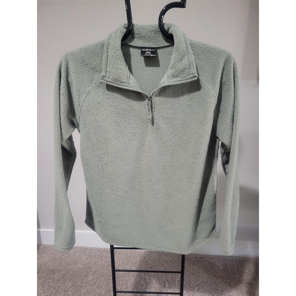 32° Heat Shorthair Sherpa 1/4 Zip Top Light Green Size Small NWT